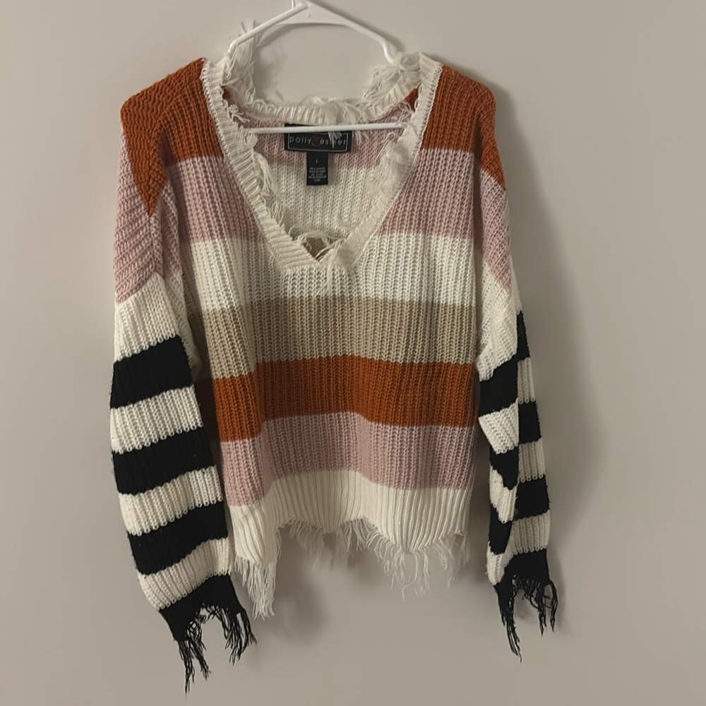 Freyed striped sweater